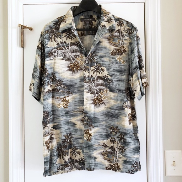 croft & barrow Other - Men's Hawaiian camp Shirt size L palm trees blue